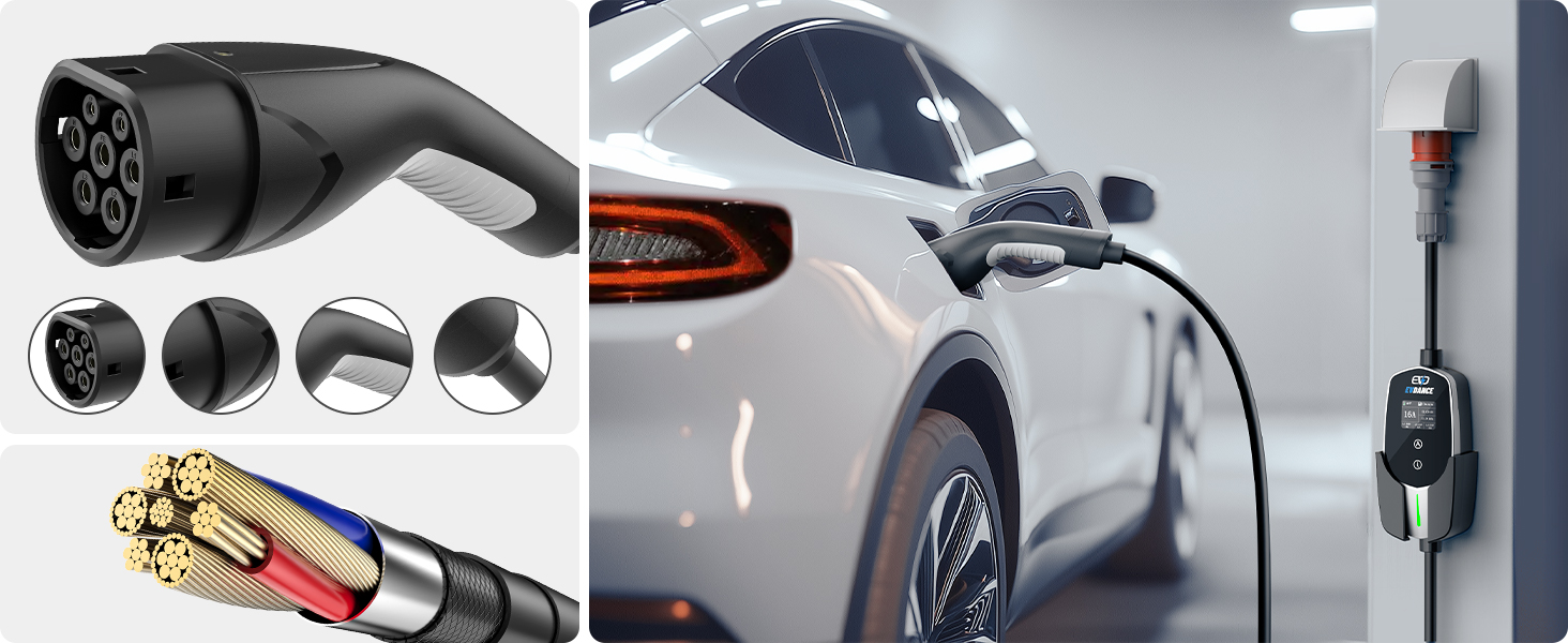 Кабель для зарядки електромобіля Type 2 - Schuko, 3.68 кВт, 6.1 м, 6-16A, для електромобілів та гібридів (PHEV/EV)