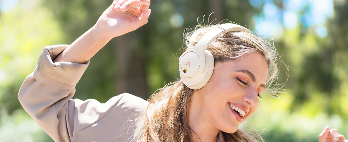 Навушники бездротові 1Mii AI Y8+ Bluetooth 6.0 з активним шумозаглушенням LDAC, 100 годин роботи, бежеві