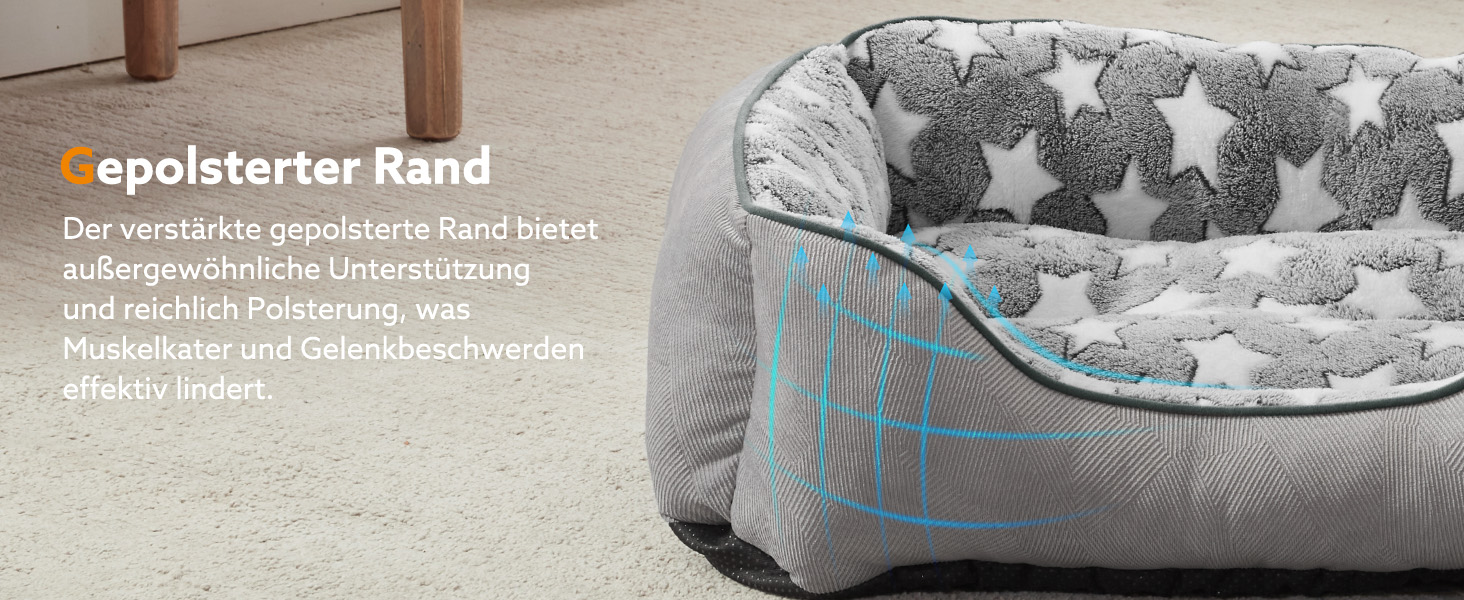 Крісло-лежанка для собак середніх порід FURTIME, кошик для собак, лежанка для собак, м'яка, з неслизьким покриттям, сіра/зірки, L (76x61x23 см)