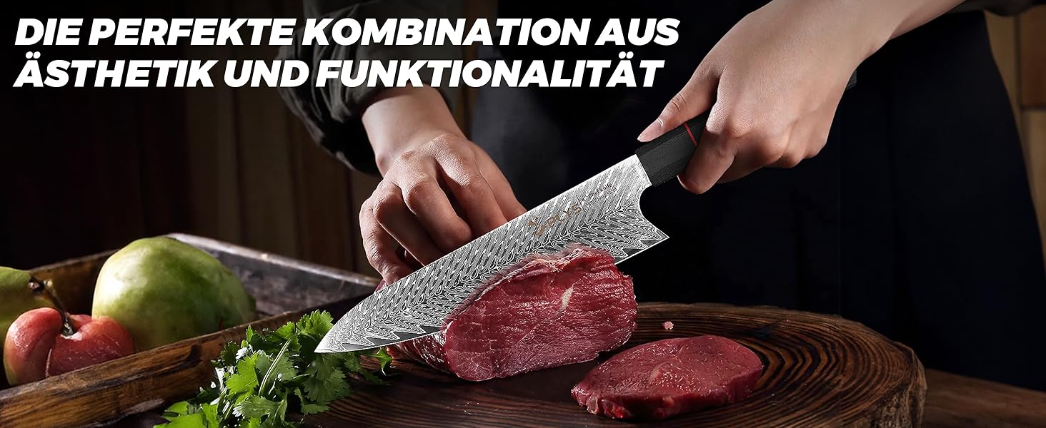 Ніж кухонний японський Kiritsuke Damast, 20 см, сталь VG10, 67 шарів, рукоять G10, подарункова коробка