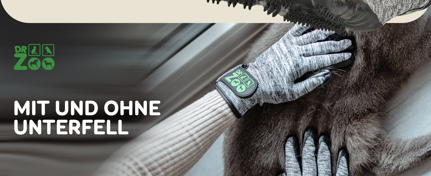 Рукавичка для грумінгу тварин DR Zoo (1 шт, M) - для котів, собак, коней - рукавичка для видалення шерсті, щітка-рукавичка