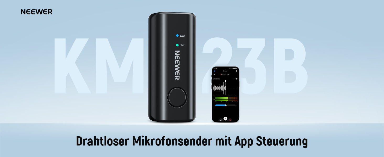 NEEWER Бездротовий петличний мікрофон KM23B: 48kHz/24Bit, 8 годин роботи, шумозаглушення, USB-C, сумісний з DJI, Insta360, iPhone, Android, PC