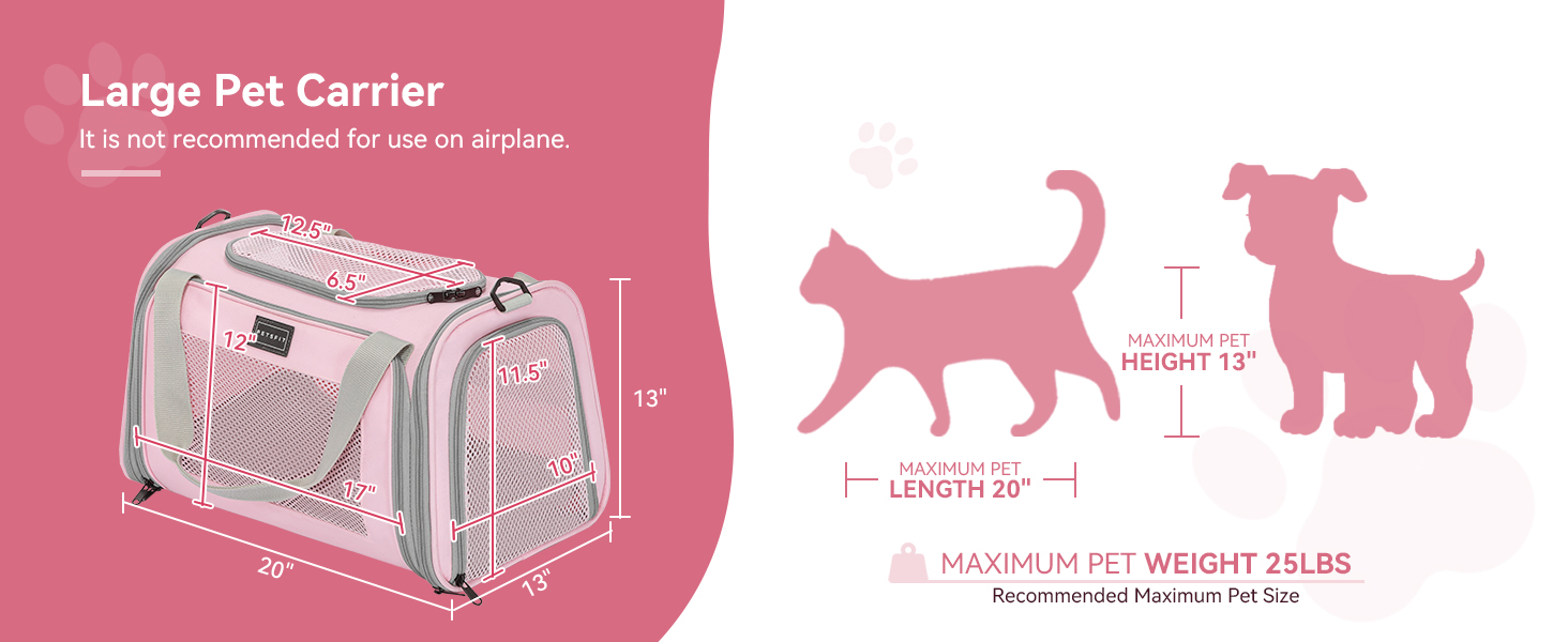 Транспортна переноска для котів та маленьких собак Petfit, рожева, L, з ремінним кріпленням та розкладною матрацом