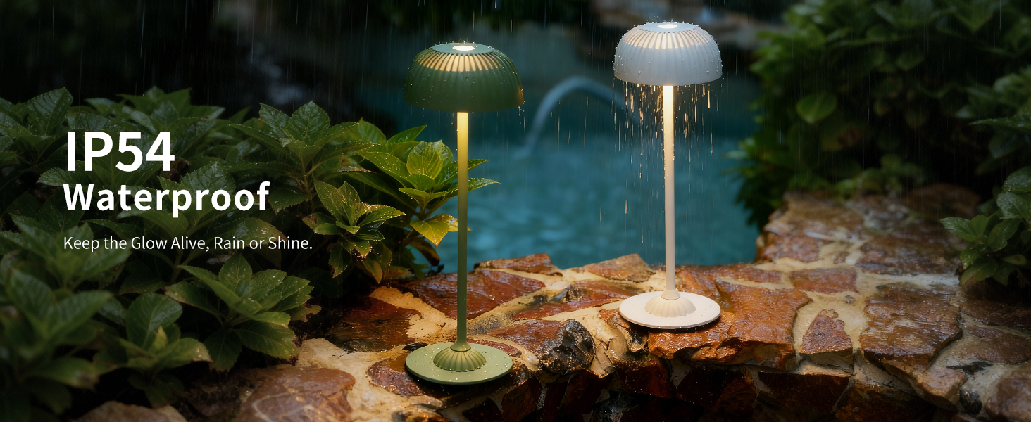 Світлодіодна настільна лампа бездротова LED для вулиці та дому, димована, з акумулятором 5200mAh, IP54, чорна (2 шт)