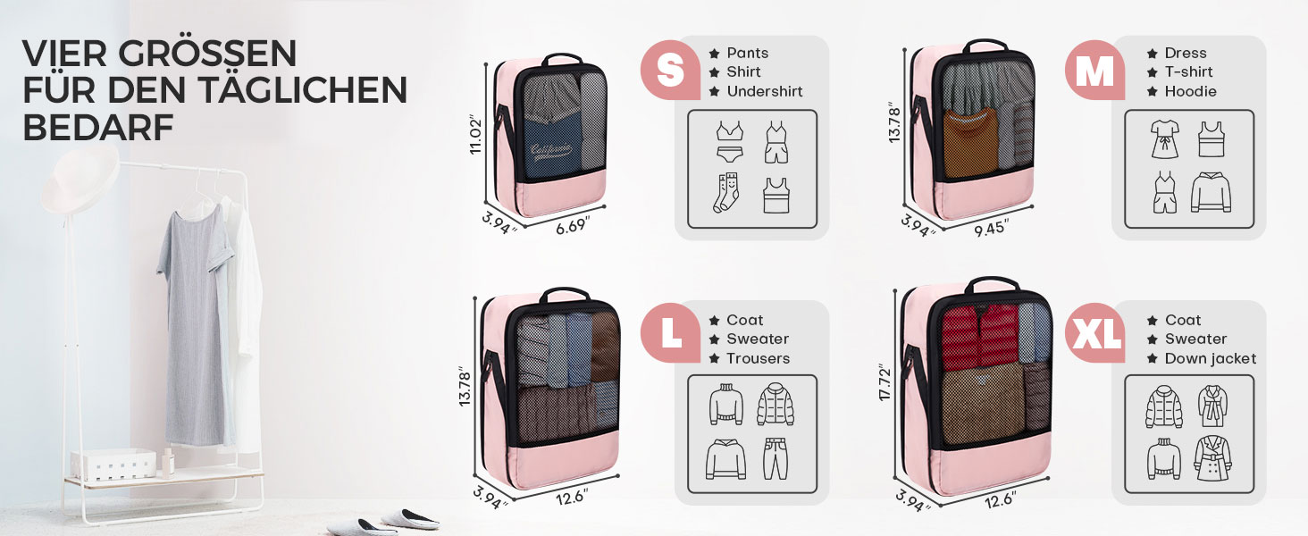 Набір кубиків для пакування багажу BAGLHER - Клінічний органайзер для подорожей, водонепроникні сумки (Сірий)