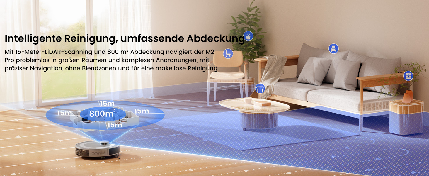 Робот-пилосос LEFANT M2 Pro з автоматичною системою викачування пилу, лазерною навігацією та картографією, індивідуальним налаштуванням, уникненням перешкод, ідеальний для видалення шерсті тварин. Білий/Сірий