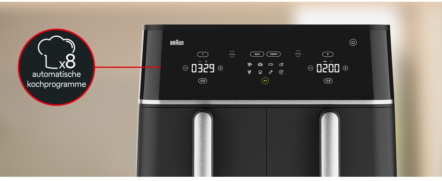 Фритюрниця електрична Braun TwinCook 3 TD3030IBK 10л (8л + 2л) з двома камерами, 8 програм, чорна, без PFAS