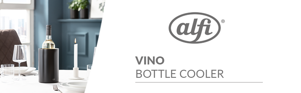 alfi SECCO, Stainless steel bottle cooler for 0.70 to 1l bottles, wine, sparkling wine, keeps drinks cool without condensation or ice cubes, cool drinks to the very last drop, dishwasher-safe, BPA-free (Velvet Black Mat, cylindrical)