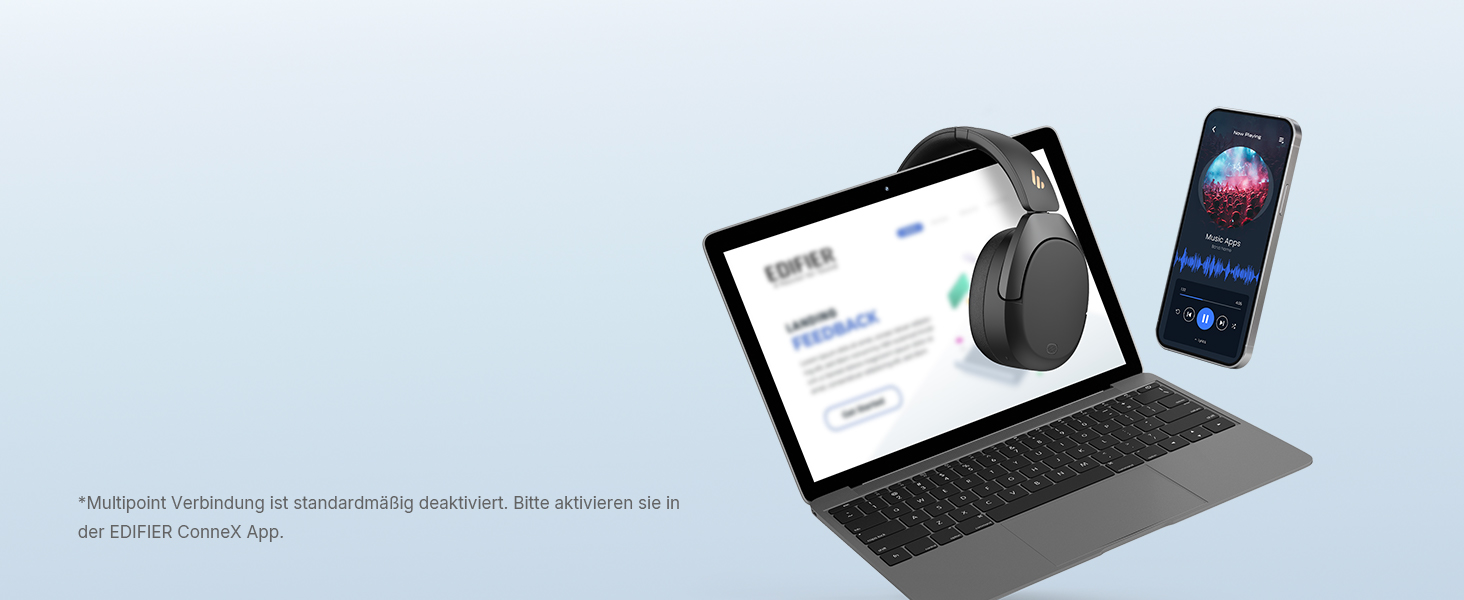 Edifier W830NB Бездротові навушники Over-Ear з ANC -45dB, 94год. акумулятор, LDAC Hi-Res звук, Spatial Audio, швидка зарядка, Bluetooth V5.4 (Слонова кістка)