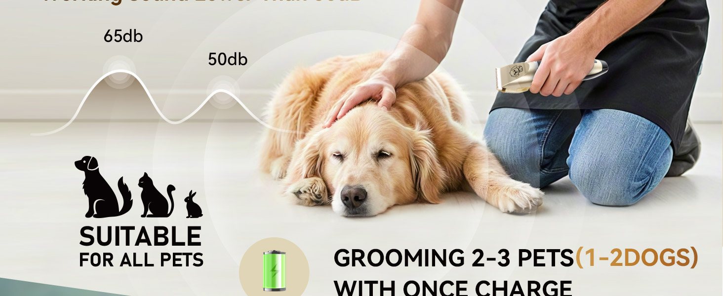 Машинка для стрижки собак, набір для грумінгу: 4 насадки, ножиці, гребінець, щітка