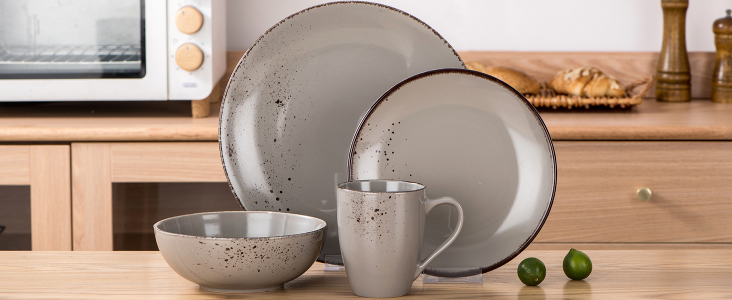 Набір супових тарілок Vancasso HARUKA Navia-gray, 4 шт, 1000 мл, кераміка