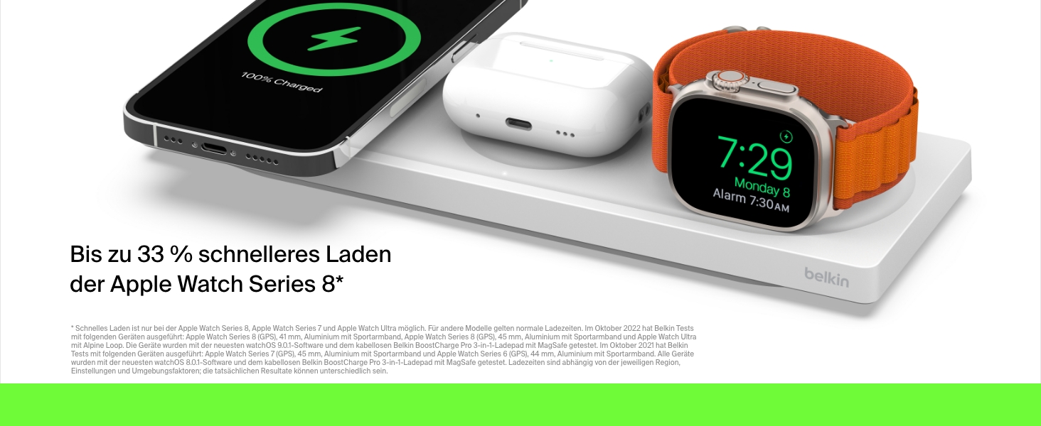 Belkin MagSafe Бездротовий зарядний пристрій 3-в-1 MFi для iPhone 16/15/14/13/12, Apple Watch, AirPods (Білий)