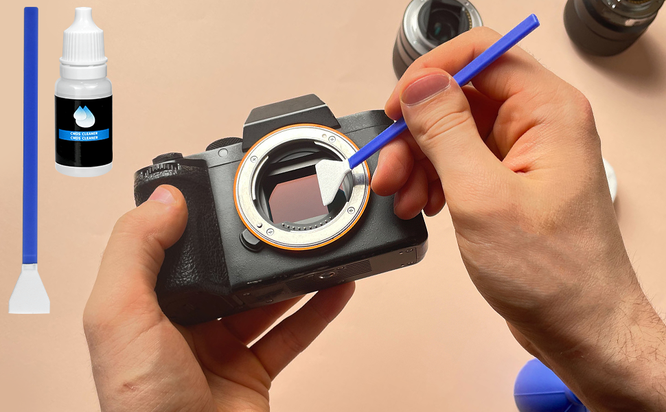 Набір для чищення камери 14-в-1: об'єктиви, фільтри, мобільні телефони. Включає стилус, щітку, повітряний дмухач, серветку.