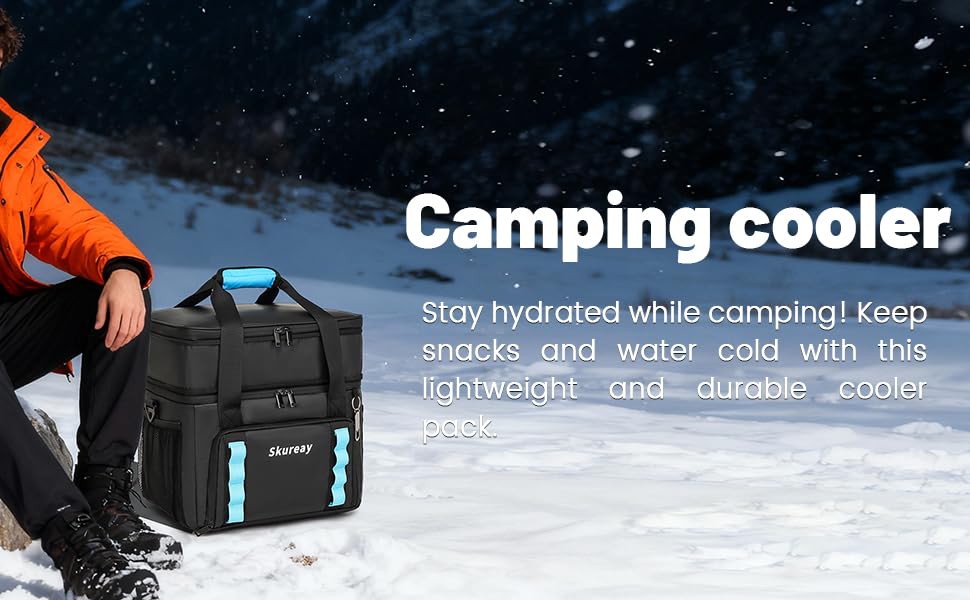 Велика розширювана сумка-холодильник з м'якого матеріалу, двоярусна ланч-сумка для жінок та чоловіків, вміщує 40 банок, вологостійка та портативна – ідеально для пляжу, кемпінгу, подорожей. Чорний колір