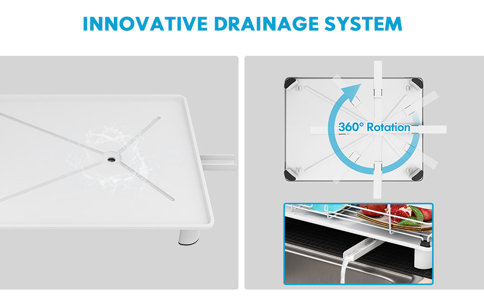 Сушарка для посуду MAJALiS 2-ярусна з піддоном та килимком, з тримачем для столових приборів, чорна (біло-чорна)
