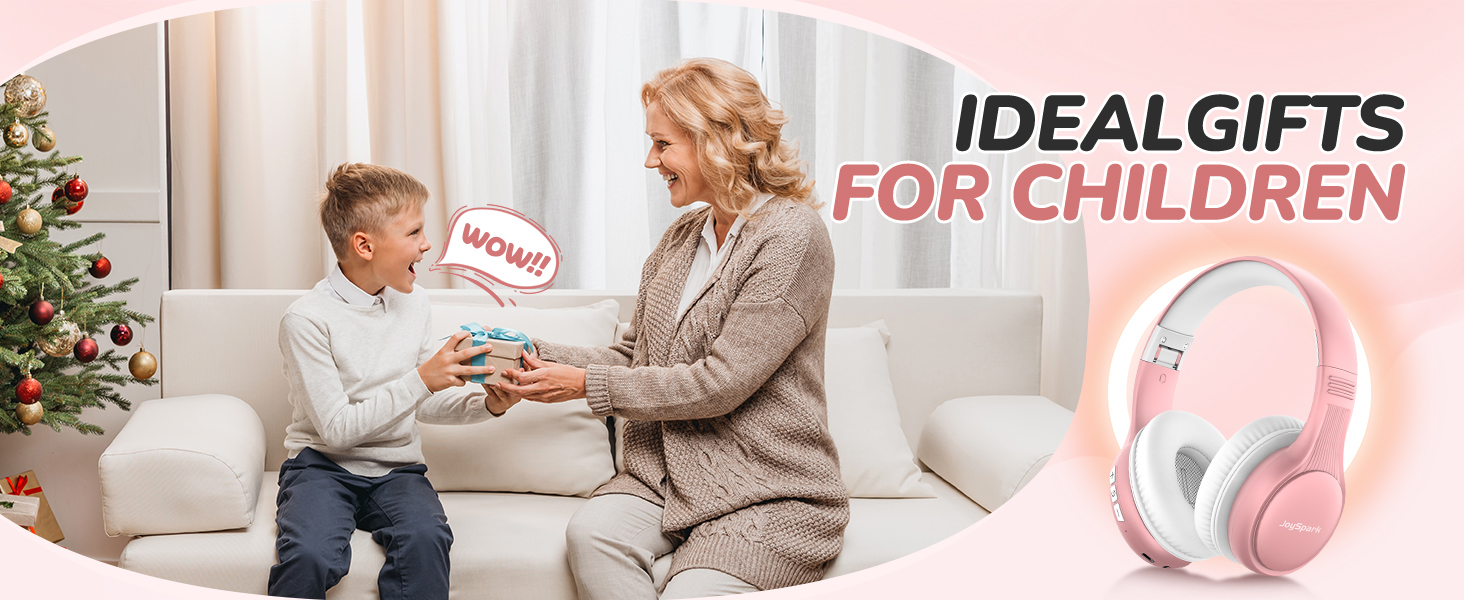 Дитячі Bluetooth навушники JoySpark з мікрофоном, рожеве золото, 60 годин роботи, Bluetooth 5.4, Type-C, обмеження гучності 85/94 дБ