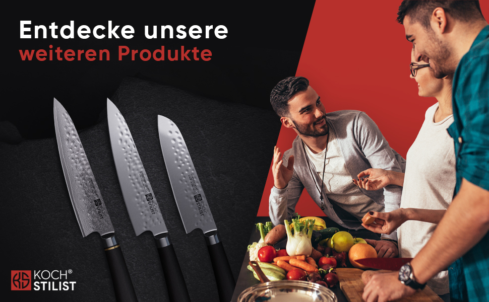 KOCHSTILIST® Premium ніж кухарський 20 см з подарунковою коробкою. Ніж кухарський та універсальний з високоякісної сталі X75.