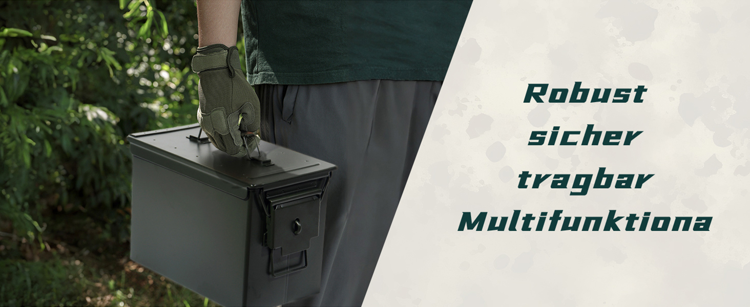 Металева ящик для набоїв US Ammo Box, з замком, для зберігання патронів і літієвих батарей, 28 см, із захисним кільцем 30 см