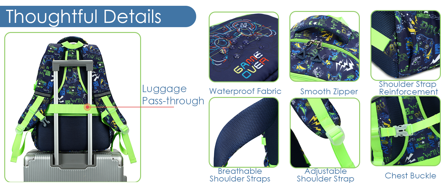 Набір шкільних рюкзаків Makukke для підлітків, геймерський дизайн, з ланч-боксом та пеналом