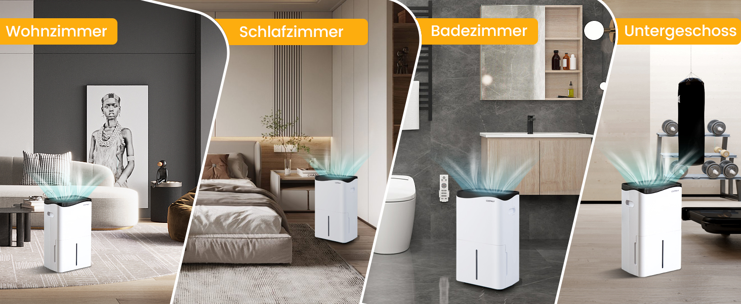 COSTWAY 50L побутовий осушувач повітря з таймером, вентилятором та режимом сну, LED-дисплеєм, для приміщень до 250 м³ (100 м²)