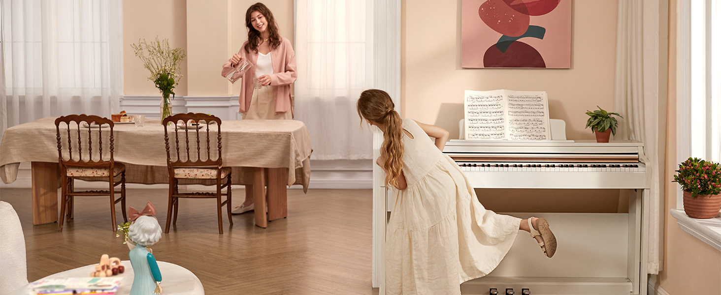 Donner Digitalpiano DDP-100: 88 клавіш, зважена клавіатура, для початківців, комплект з підставкою та адаптером, білий