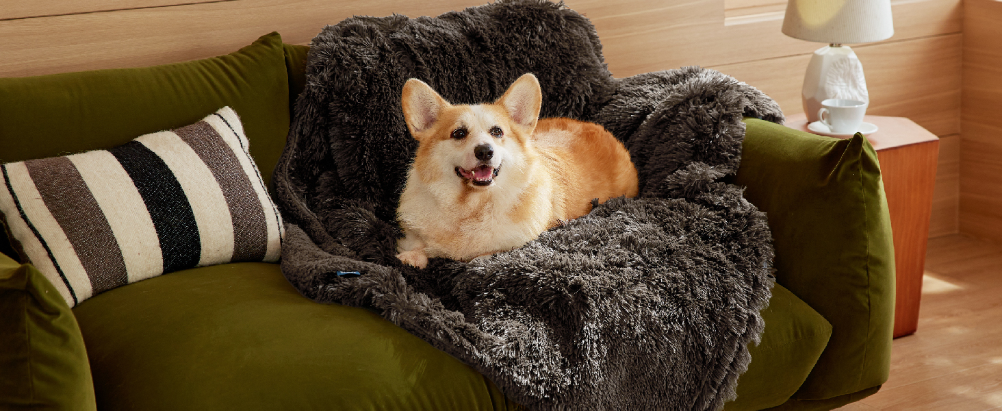 Водонепроникний коврик для собак BEDSURE 100x120 см - м'який, плюшевий, для великих собак та котів, сірий