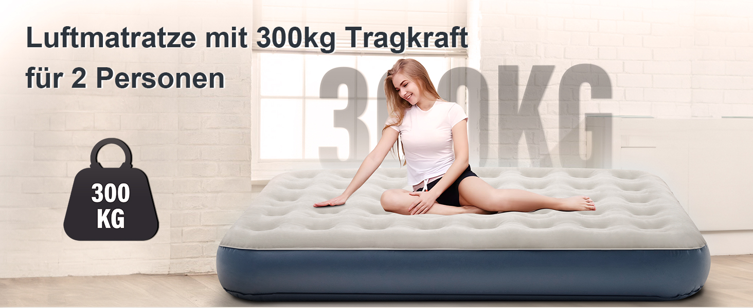 Надувне ліжко для двох осіб з електричним насосом, самонадувна, 198x152x25 см, блакитний колір