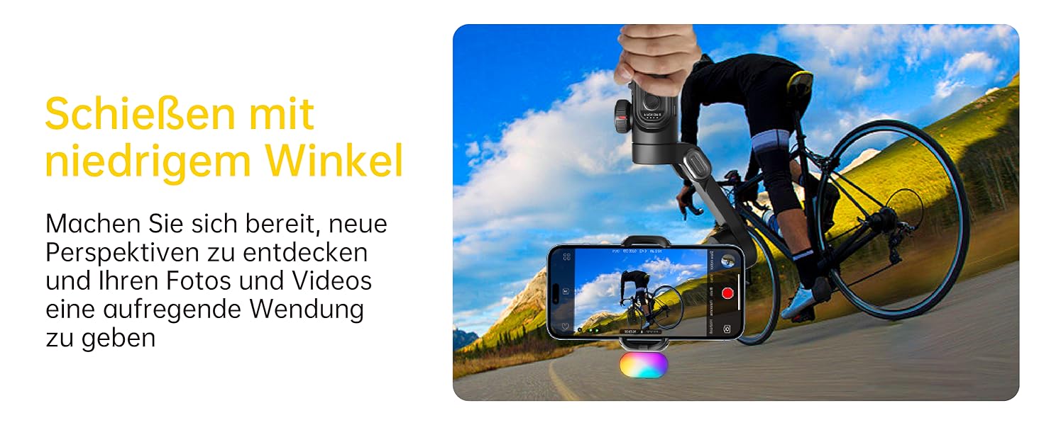 Гімбал AOCHUAN для смартфона з 3 осями стабілізації, RGB-підсвічуванням, трекінгом обличчя та регульованим кільцем фокусування. Підходить для iPhone/Android. Ідеальний для зйомки Vlog та створення контенту.