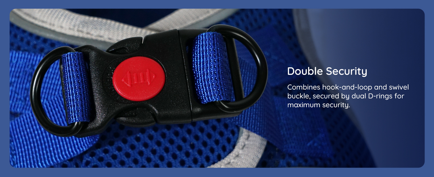 Шлейка для собак BELLA & PAL для маленьких собак з повідком, Step-in шлейка з Air Mesh, анти-тяга, світловідбиваюча, дихаюча, для цуценят, для котів, S (XXS (28-30см обхват грудей), синій & сірий)