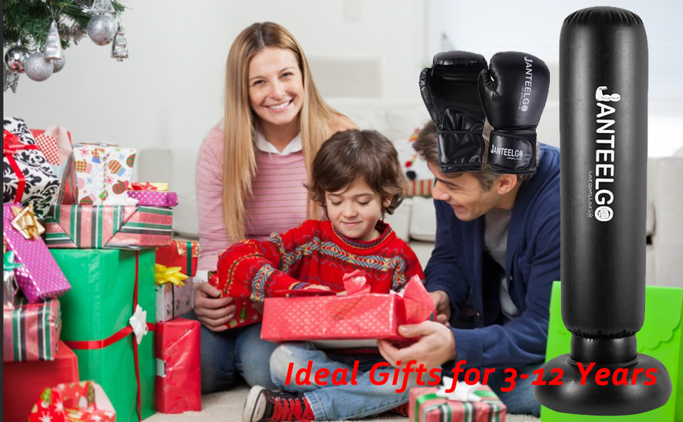 Надувний боксерський мішок для дітей JanTeelGO 150 см з боксерськими рукавичками. Ідеально для карате, тхеквондо, MMA. Подарунок для хлопчиків та дівчаток 3-12 років