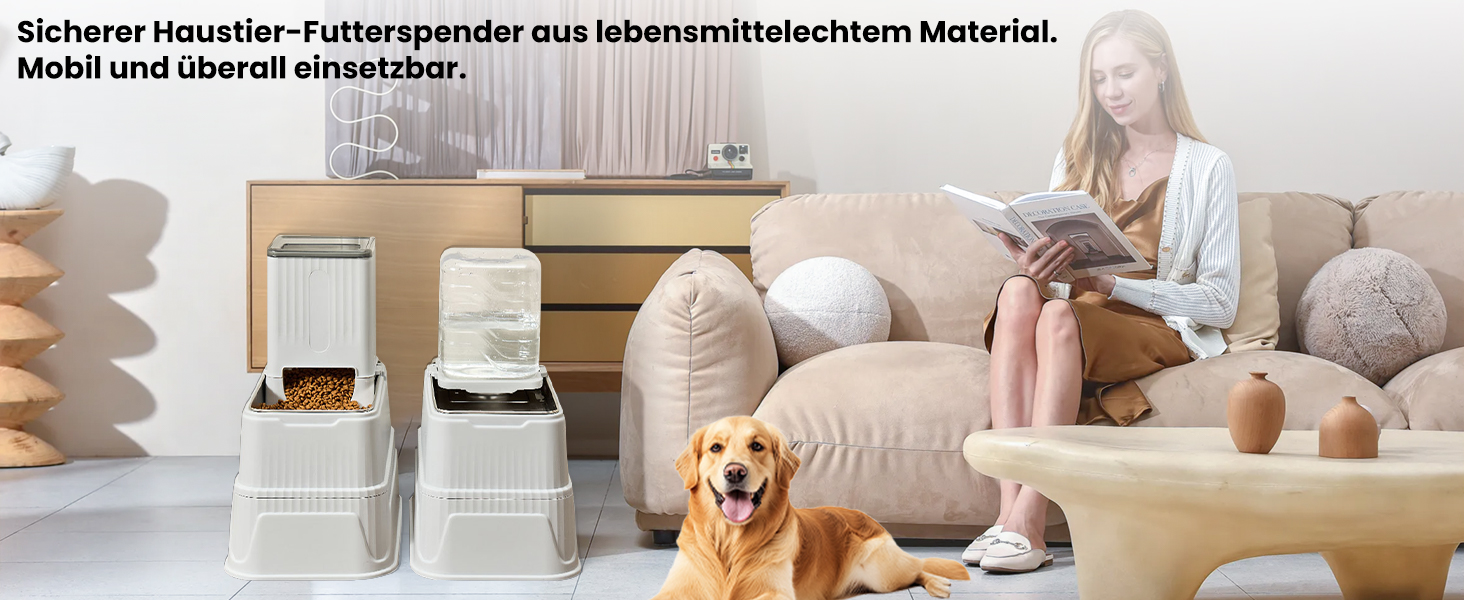 Автоматичний кормушка для собак 7L (2 шт.) з нержавіючою чашею, регульована висота, XXL, для середніх та великих собак та Maine Coon, 39 x 23 x 41 см