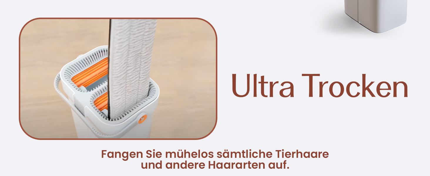 Набір для миття підлоги XL з відром, 2-камерна система, телескопічна ручка 143-181 см, плоский моп 40 см, самовіджимання з видаленням шерсті тварин та 2 мікрофібровими накладками, білий – ALANBERG®