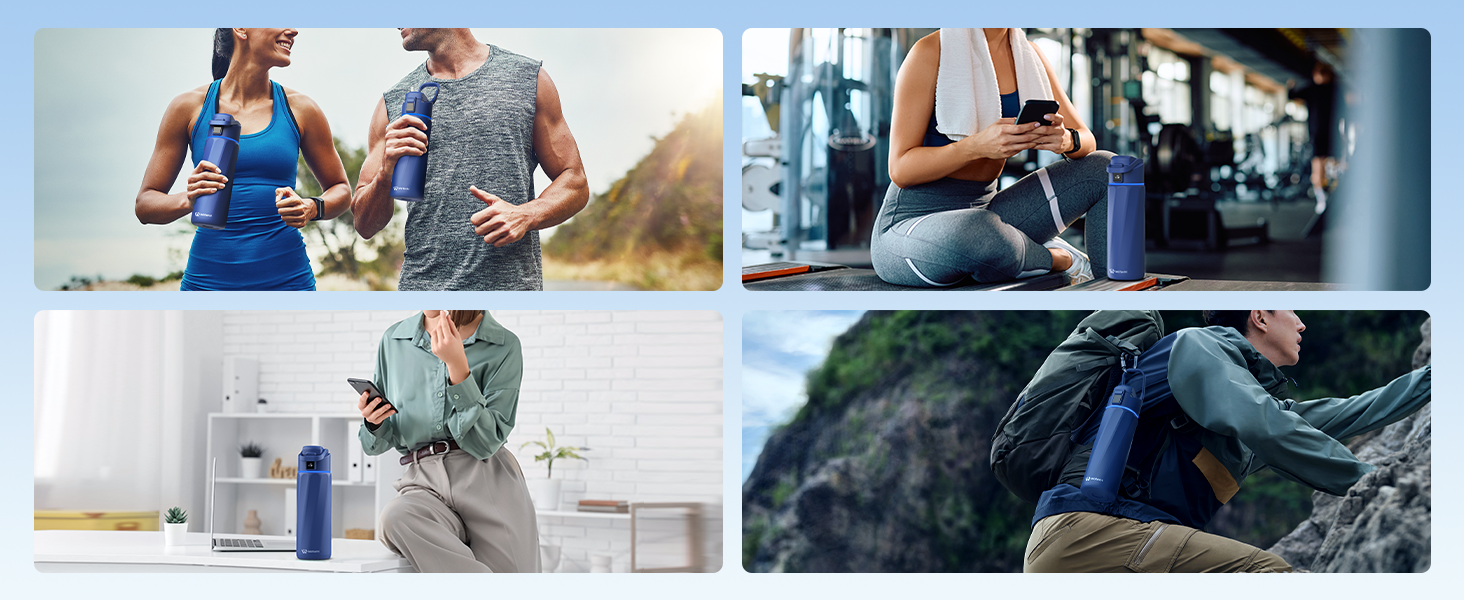 Розумна пляшка для води WATERH Boost з нагадуванням та трекером, 946 мл, нержавіюча сталь, блакитна