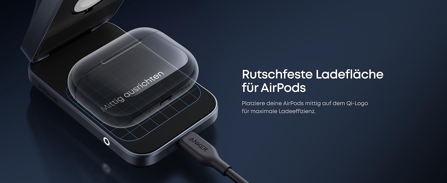 Зарядна станція Anker Prime 3-in-1 Qi2 25W з системою охолодження AirCool, бездротовий зарядний пристрій, чорний