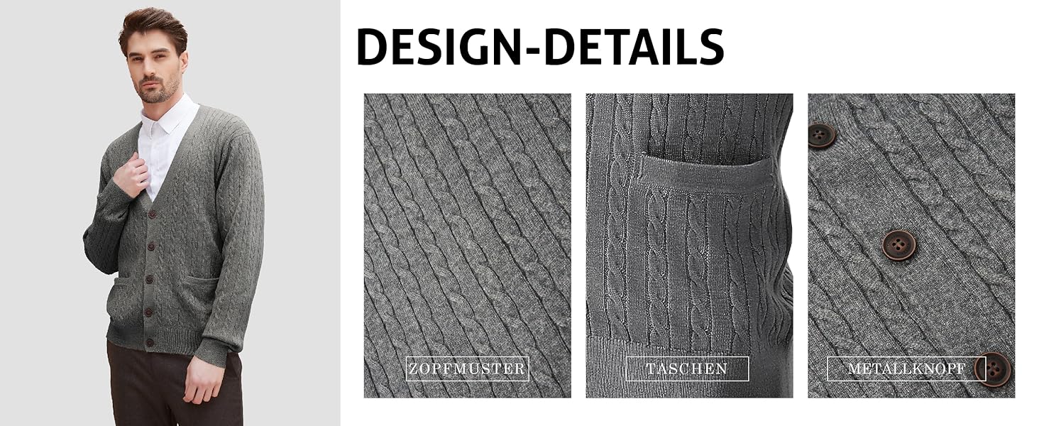 Чоловічий кардиган Kallspin з в'язаного з мікрофібри, в'язаний візерунком