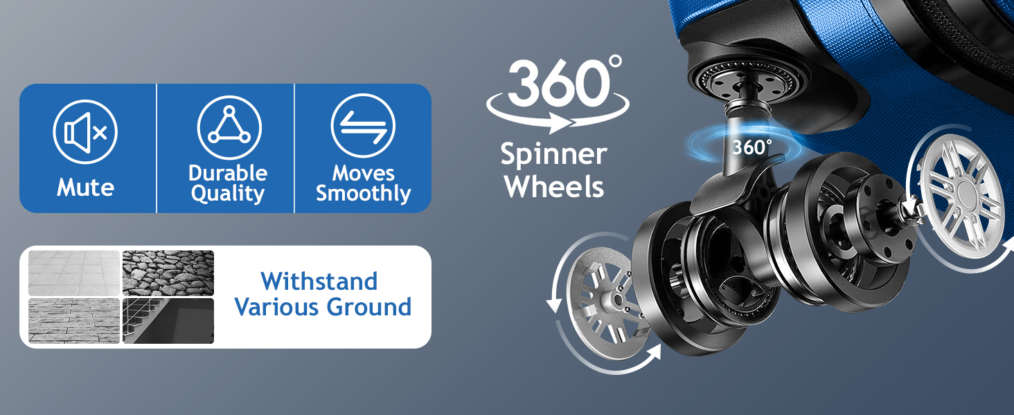 Набір валіз LALAHO 3/4: дорожній набір з косметичкою, валізи з ABS, ручна поклажа, рожеве золото (темно-синій)