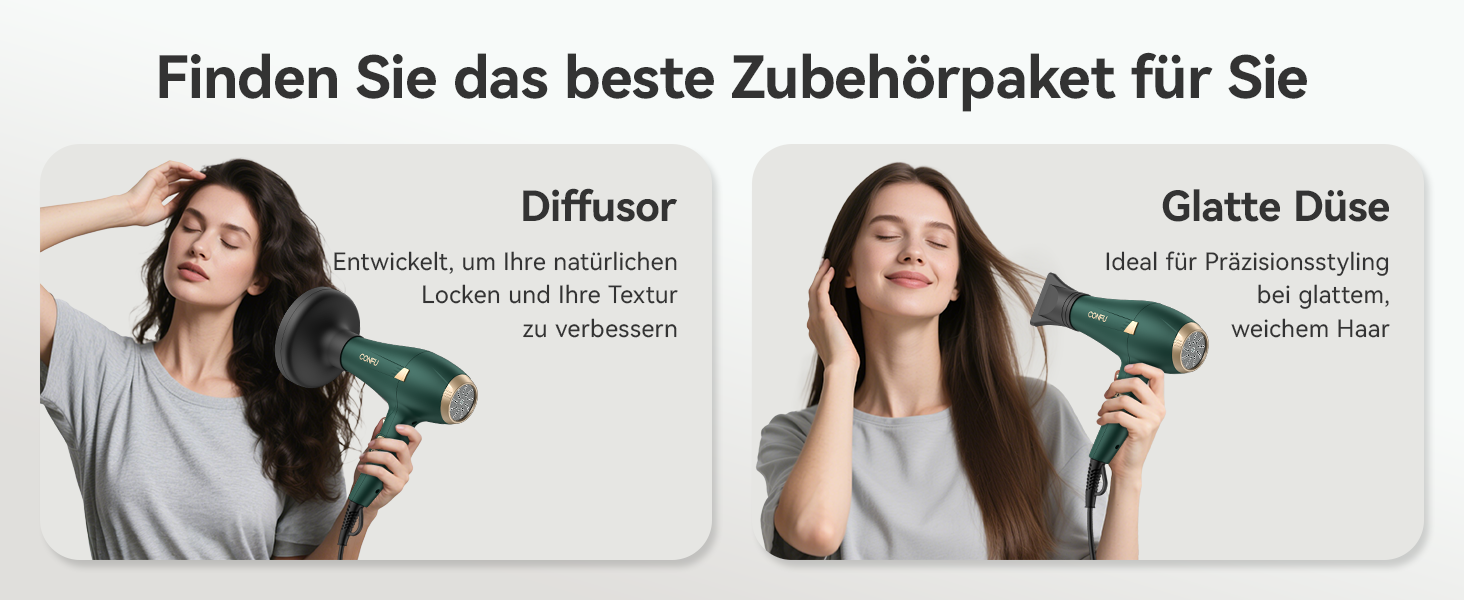 Професійний іонізатор для волосся Föhn: Швидкий фен з іонізацією, 3 режими нагріву, 2 швидкості, насадка-дифузор, 2400W, для дому та салону
