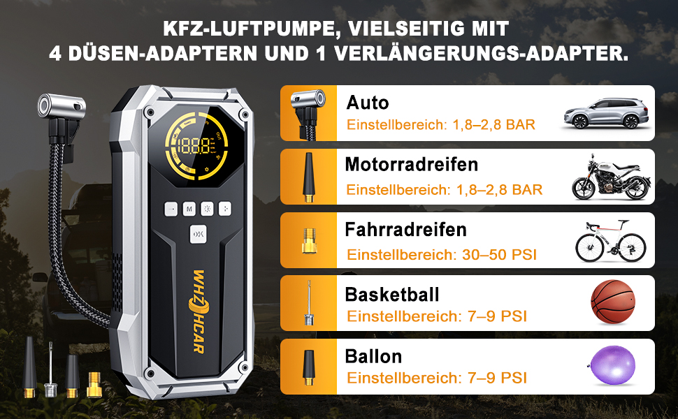 Портативний пусковий пристрій Starthilfe Powerbank з компресором 26800mAh, 6000A, 150PSI, LCD, LED, чорний