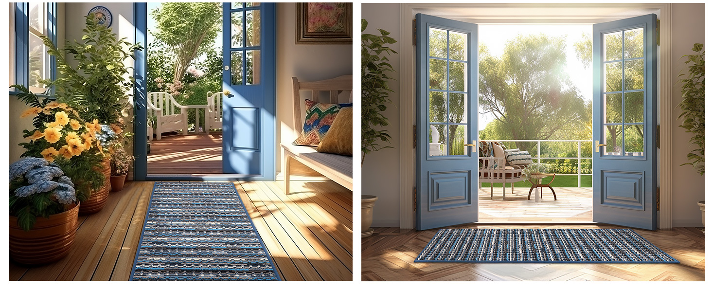 Килимок для дому 50x80 см, антиковзаючий, миючий, для входу, тераси, саду - блакитний