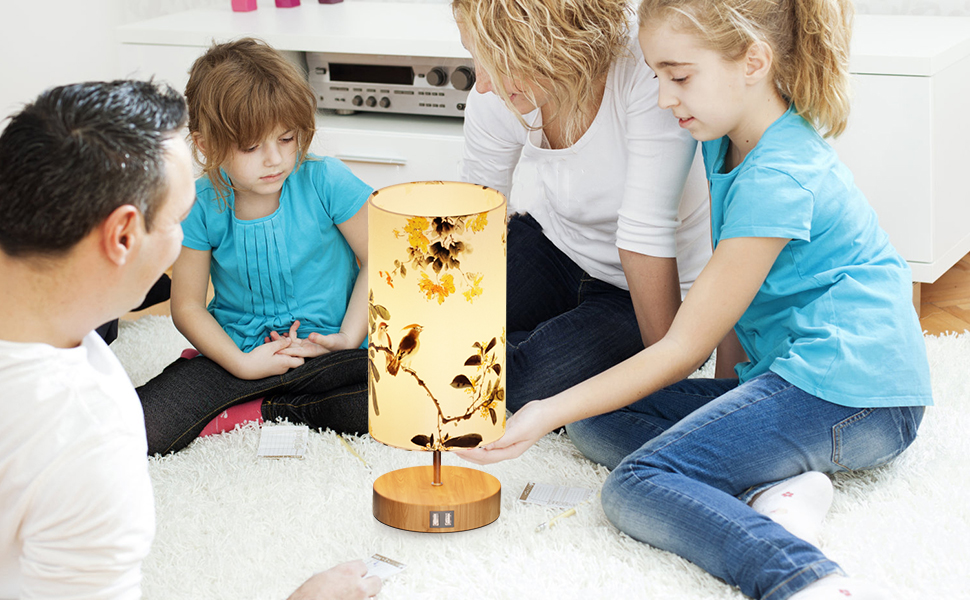 Настільна лампа GPATIO з USB-портами, торшер для спальні, дитячої кімнати, вітальні, приглушення торканням, декоративна лампа з принтом, LED