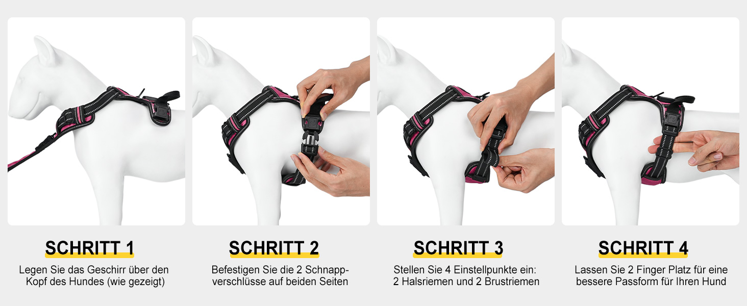 Світловідбиваючий нашийник для собак Joytale з LED, для середніх собак, не тягне, з ручкою, регульований, для нічних прогулянок, рожевий, розмір M (1 шт.)