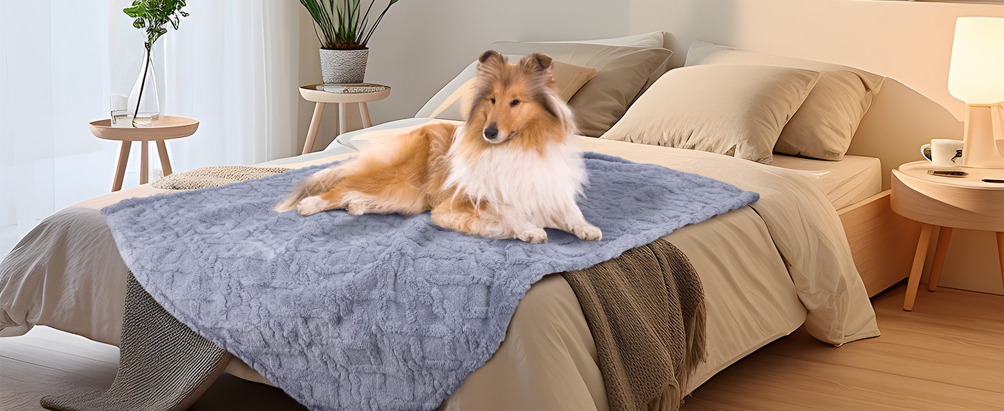 Водонепроникний коврик для собак Nobleza XXL (203 x 152 см), м'який та пухнастий, для собак та котів, можна прати в пральній машині, двосторонній чохол для захисту дивану, (M (100 x 75 см), світло-блакитний)