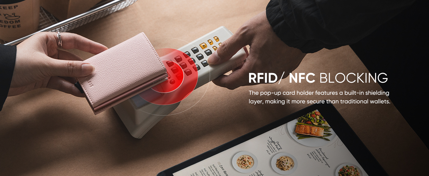 Гаманець жіночий шкіряний VULKIT з RFID захистом, лавандовий, автоматичний картхолдер, для кредиток та купюр