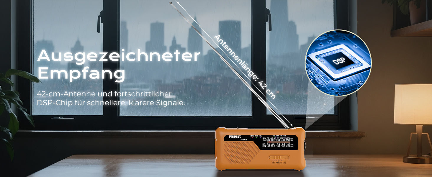 Радіо PRUNUS J-366 FM/AM/SW: Кисневе радіо, радіоприймач для надзвичайних ситуацій з акумулятором 2000mAh, ліхтарик, SOS-сигнал, зарядка для телефону. Чорний.