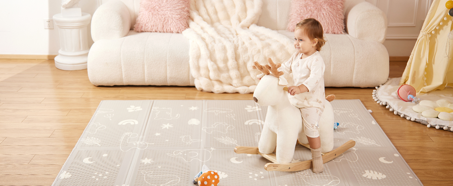 Дитячий килимок для ігор Krabbelmatte 150x180 см, складаний, водонепроникний, антиковзкий, з сумкою для перенесення - Ліс