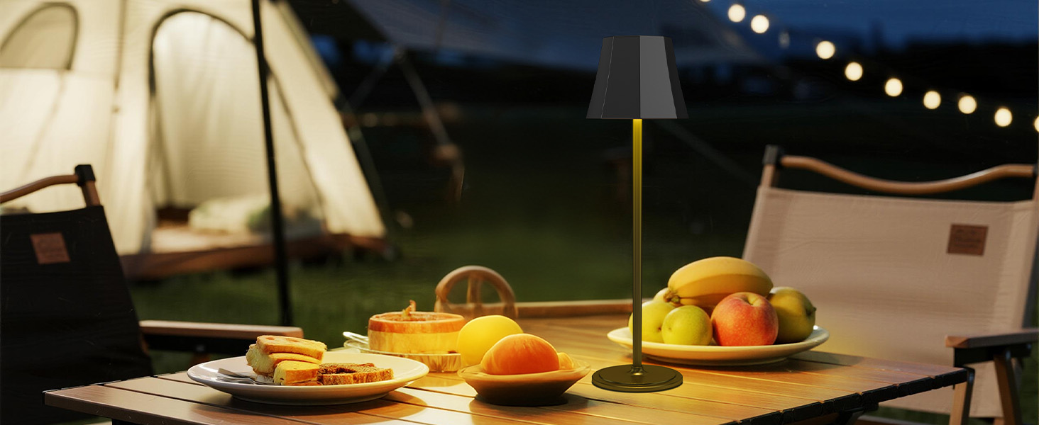 Бездротова LED-лампа Suright для столу з 3 кольоровими режимами + RGB, регульована яскравість, сенсорне управління, водонепроникність IP54, чорна