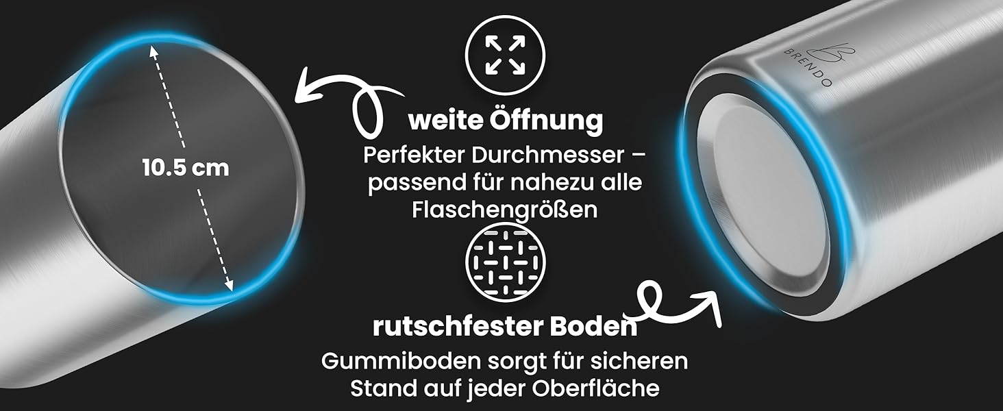 Охолоджувач для пляшок та шампанського Brendo Weinkühler Edelstahl - подвійний, ізольований, срібляний | Охолоджувач для вина, шампанського, белого вина | Подарунковий набір для чоловіків та жінок