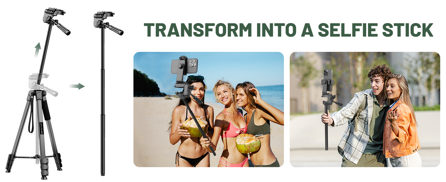 Штатив для камери JOILCAN 210.8 см, чорний: для фото та відеозйомки з DSLR, смартфонів та селфі-палиць