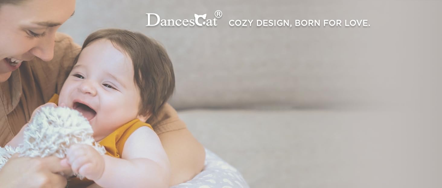 Подушка для годування DancesCat XXL, регульована, великого розміру, для вагітних та малюків, знімний велюровий чохол, подушка для сну на боці, білий зірка