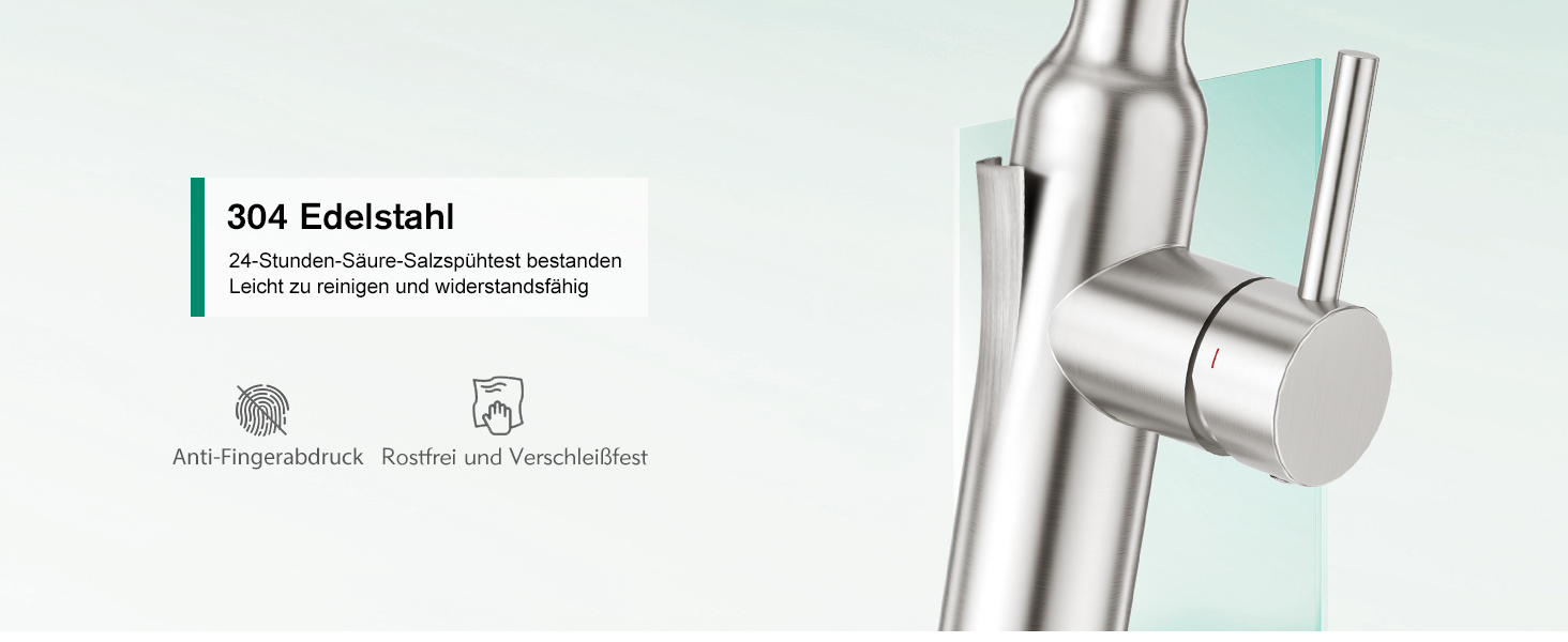 Кухонний змішувач CREA з висувною лійкою та 2 режимами струменя, поворотний на 360°, з нержавіючої сталі, матовий, для кухні